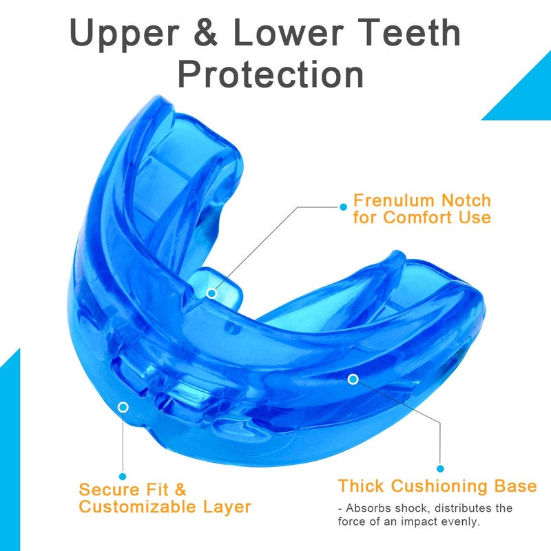 Coolrunner Double Braces Mouth Guard, Sports Athletic Mouth Guards Youth Mouthguard for Upper and Lower Teeth Protection Required for Youth, Teenager and Adults (Blue) (Blue) - Image 2